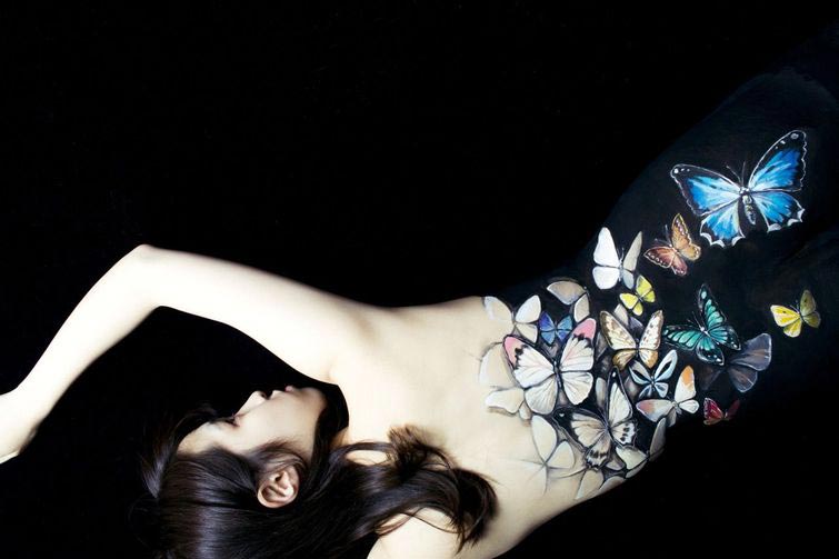 галлюциногенный бодиарт, бодиарт иллюзии, Хикару Чо, Hikaru Cho, оптические иллюзии бодиарт