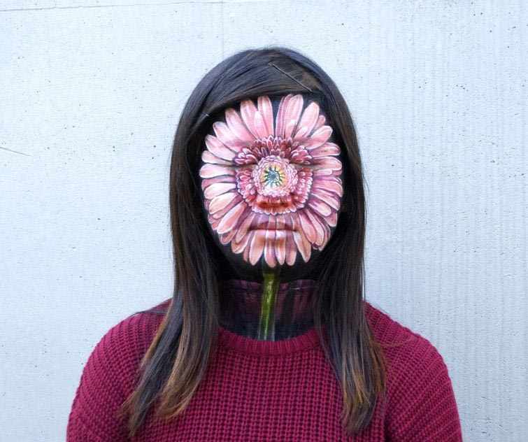 галлюциногенный бодиарт, бодиарт иллюзии, Хикару Чо, Hikaru Cho, оптические иллюзии бодиарт