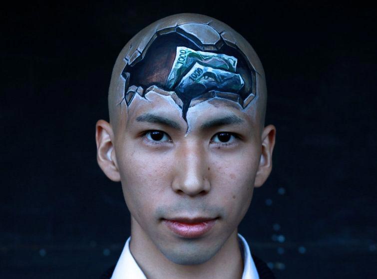 галлюциногенный бодиарт, бодиарт иллюзии, Хикару Чо, Hikaru Cho, оптические иллюзии бодиарт