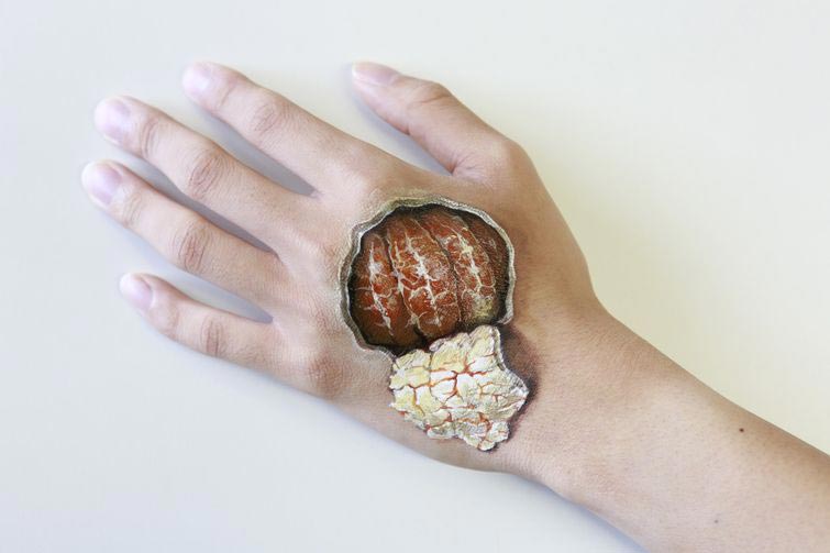 галлюциногенный бодиарт, бодиарт иллюзии, Хикару Чо, Hikaru Cho, оптические иллюзии бодиарт