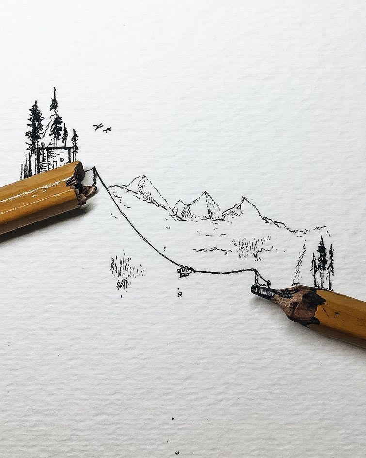 Кристиан Уотсон, Christian Watson, миниатюрные иллюстрации, маленькие рисунки, минималистичные рисунки