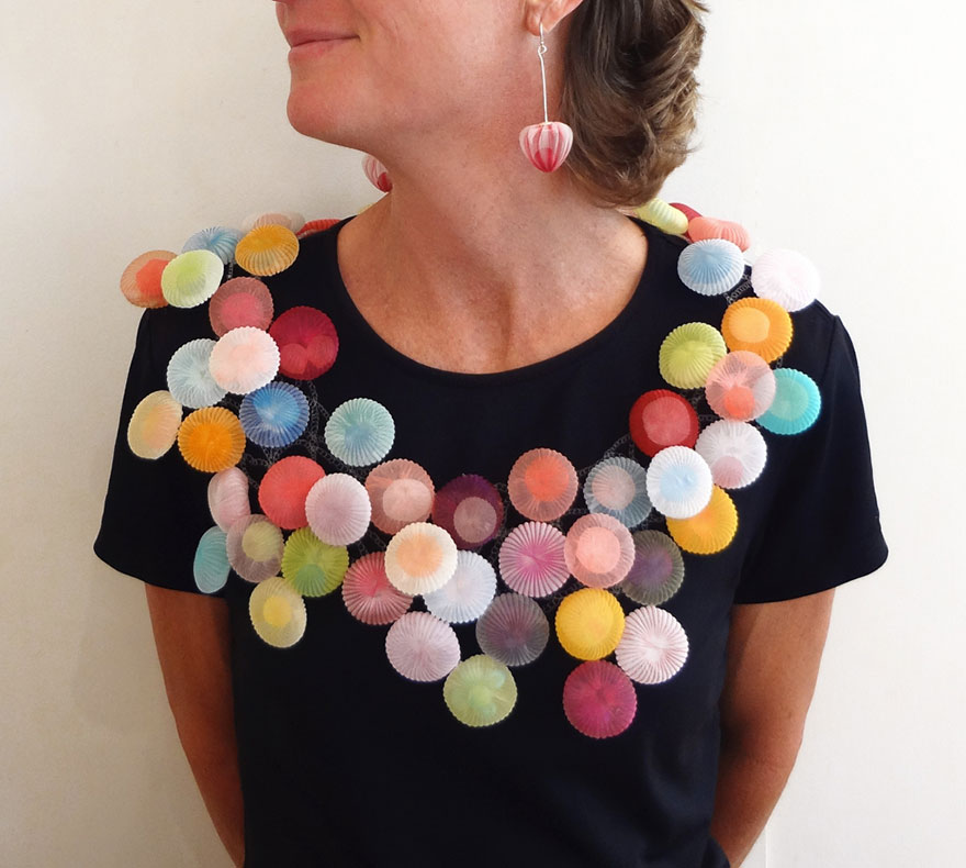 украшения из полупрозрачной ткани от японского мастера, морские украшения, Марико Кусумото, Mariko Kusumoto