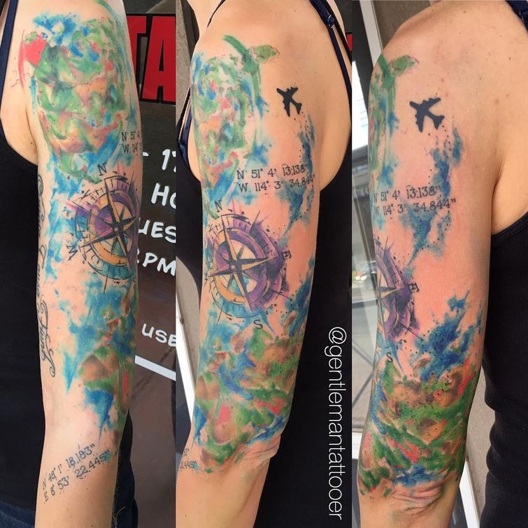 татуировки для любителей путешествий, татуировки кто любит путешествовать, путешествия татуировки