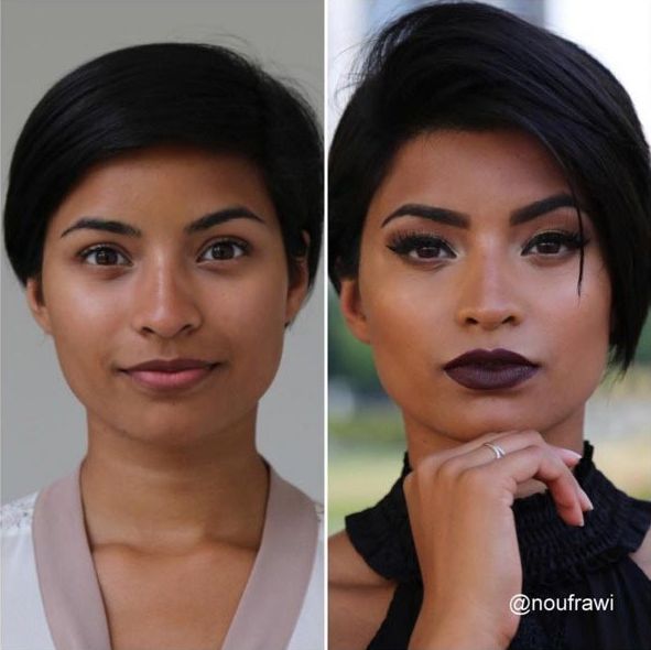 до и после макияжа, полезные советы макияж, девушки до и после макияжа