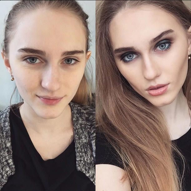 до и после макияжа, полезные советы макияж, девушки до и после макияжа