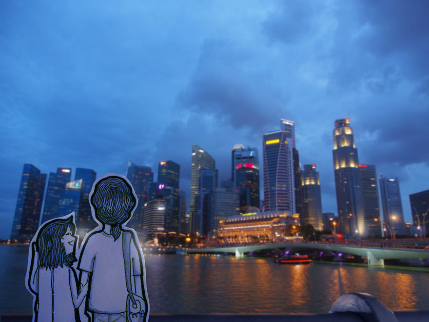 вместо селфи пара делает зарисовки, зарисовки путешествий, абан и нэн