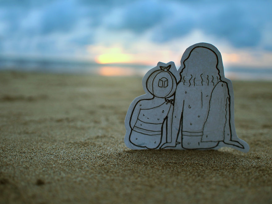 вместо селфи пара делает зарисовки, зарисовки путешествий, абан и нэн