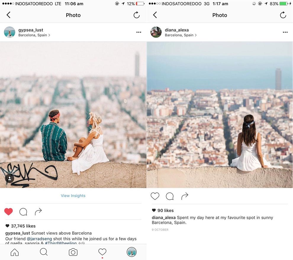 Эта пара узнала, что одна девушка путешествует за ними и копирует их туристические фотографии из Instagram копируют чужие туристические фотографии, Лорен Буллен, Джек Моррис, воссоздают туристические фотографии