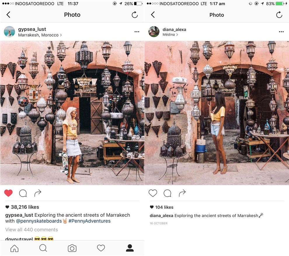 Эта пара узнала, что одна девушка путешествует за ними и копирует их туристические фотографии из Instagram копируют чужие туристические фотографии, Лорен Буллен, Джек Моррис, воссоздают туристические фотографии