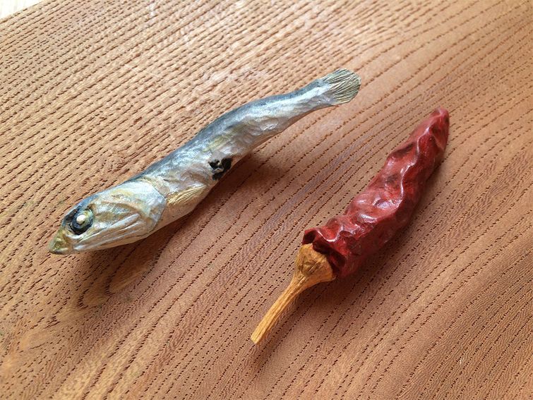 Сэйдзи Кавасаки, Seiji Kawasaki, еда из дерева, скульптуры из дерева в виде еды