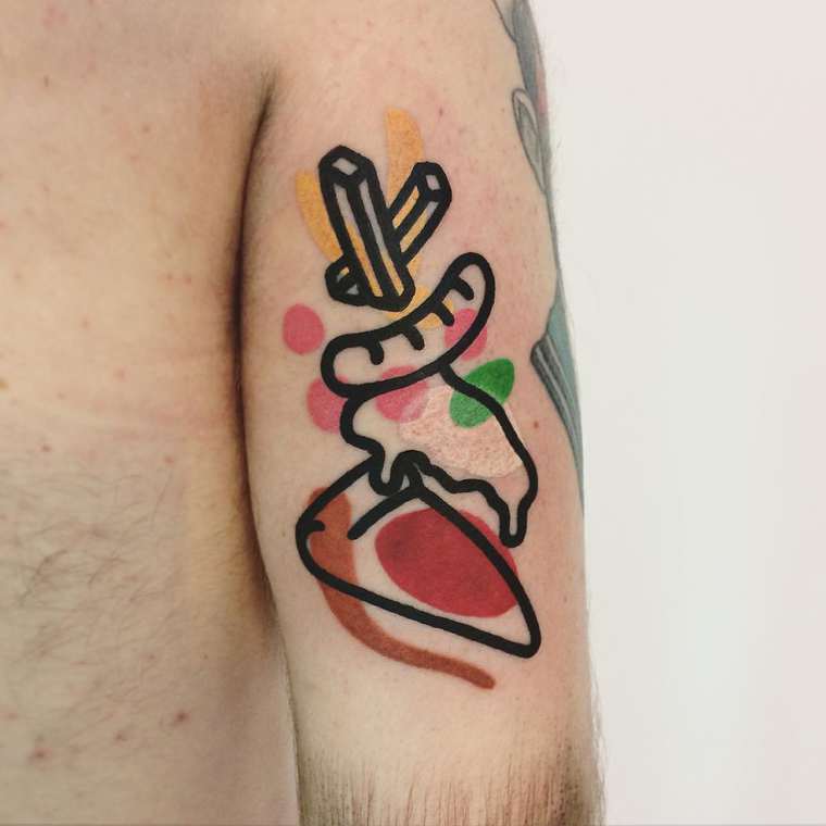 Маттиа Мамбо, Mattia Mambo, Деконструктивные тату, тату контур и цветные пятна