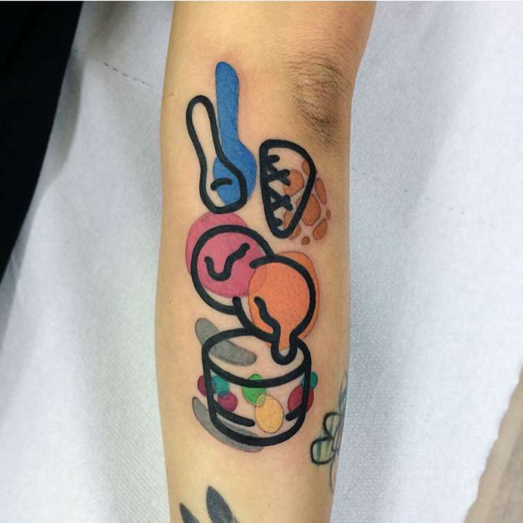 Маттиа Мамбо, Mattia Mambo, Деконструктивные тату, тату контур и цветные пятна