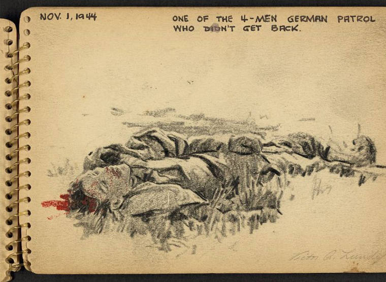 Виктор А. Ланди, Victor A. Lundy, фотографичные рисунки Второй мировой войны, рисунки американского солдата