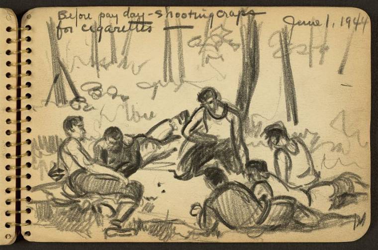 Виктор А. Ланди, Victor A. Lundy, фотографичные рисунки Второй мировой войны, рисунки американского солдата