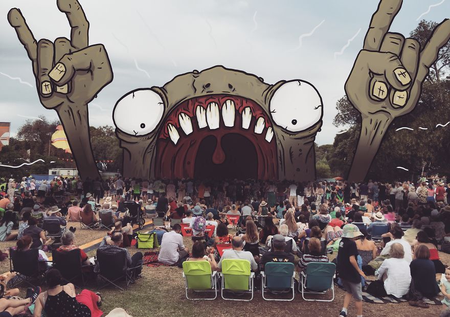 Художник добавляет монстров в повседневные сцены жизни, Jasper St Aubyn West