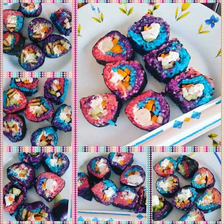 радужные роллы, цветные роллы, тренд в приготовлении роллов