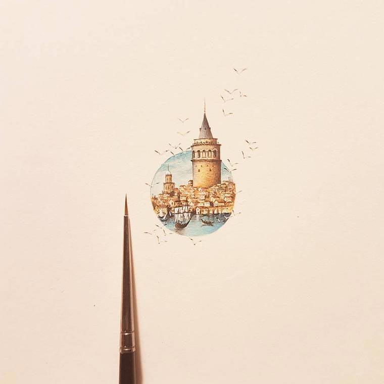 Фантастические микрокартины, нарисованные на маленьких и совсем крошечных предметах микрокартины, микроарт, Хасан Кале ,Hasan Kale, картины на крошечных предметах