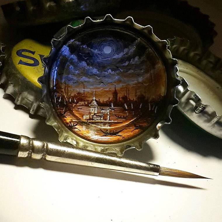 Фантастические микрокартины, нарисованные на маленьких и совсем крошечных предметах микрокартины, микроарт, Хасан Кале ,Hasan Kale, картины на крошечных предметах