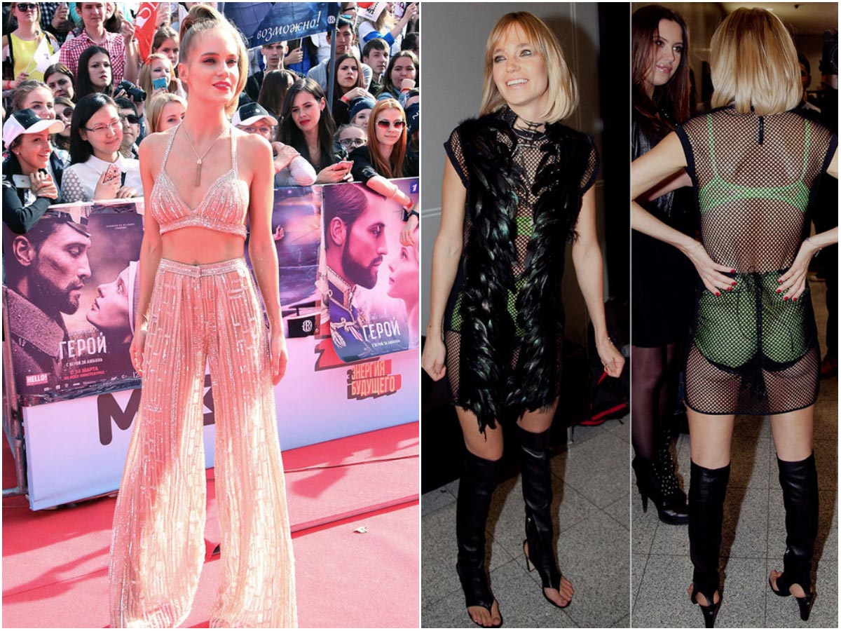 российские знаменитости в откровенных нарядах, российские звёзды в нелепых нарядах