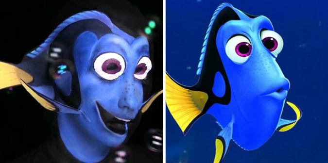 девушка превратилась в Дори, макияж Дори, в поисках Дори, перевоплощение в Дори