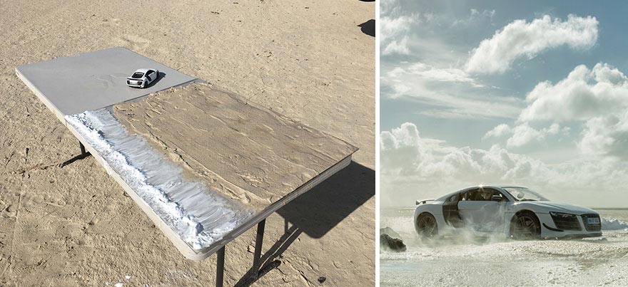 Audi попросила фотографа снять их автомобиль за $ 160 тыс, но он обошелся игрушкой за $ 40 Феликс Эрнандес Родригес, снял игрушечную Audi R8 за $ 40, сфотографировал игрушку вместо автомобиля