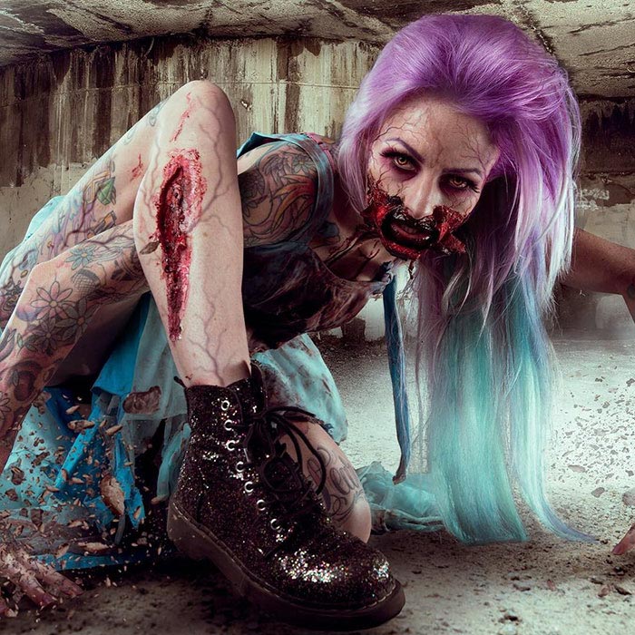жуткий макияж, макияж для хэллоуина, Сара Мадл, Sarah Mudle