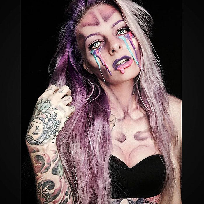жуткий макияж, макияж для хэллоуина, Сара Мадл, Sarah Mudle