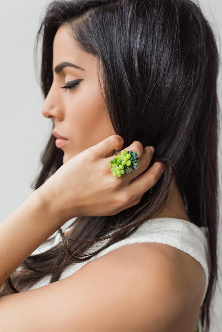 Living Jewelry, украшения с растениями, украшения суккуленты