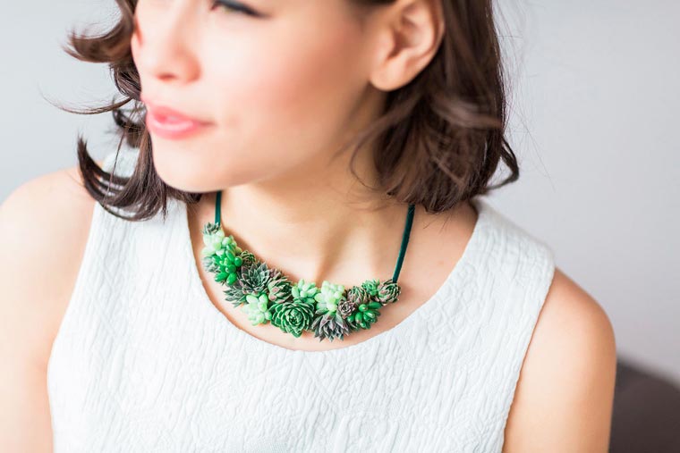 Living Jewelry, украшения с растениями, украшения суккуленты