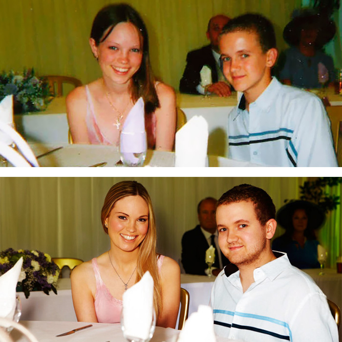 Пары воссоздают свои старые фотографии, влюблённые пары тогда и сейчас