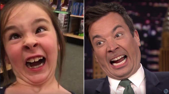 Майли Сайрус корчит рожи, Майли Сайрус на The Tonight Show, Майли Сайрус и Джимми Фэллон, Майли Сайрус Funny Face-Off