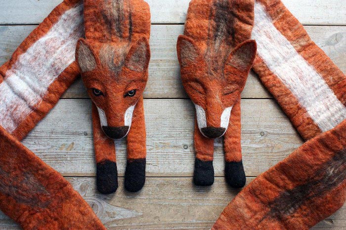 реалистичные шарфы из войлока, реалистичные войлочные шарфы, шарфы из войлока в виде животных