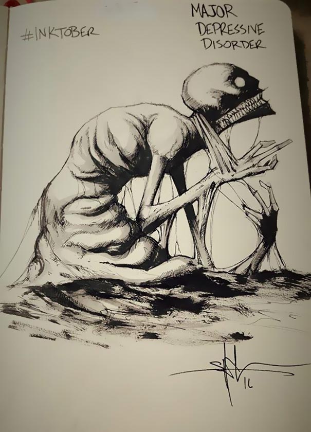 художник нарисовал психические расстройства, Психические расстройства в жутких иллюстрациях, что чувствуют больные