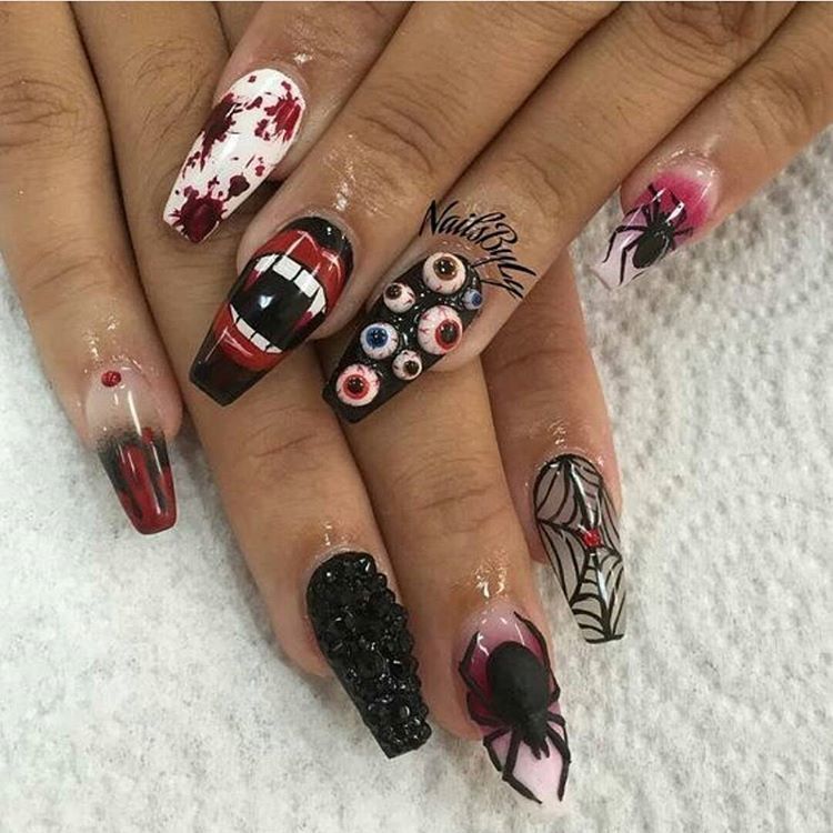 Страшно красиво или 25 идей по-настоящему жуткого маникюра для Хэллоуина идеи маникюра для Хэллоуина, страшный маникюр