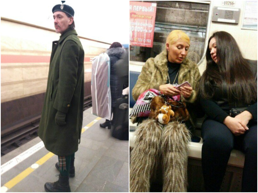 Мода от народа или 18 безумных пассажиров российского метро мода петербургского метро, мода метро, модники в транспорте, странные пассажиры метро