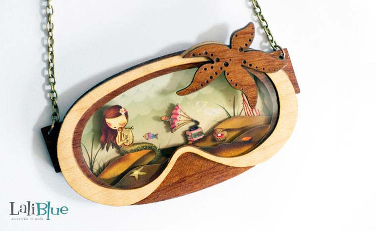 деревянные ожерелья со сказками, Сказки на шее, ожерелья из дерева сказки