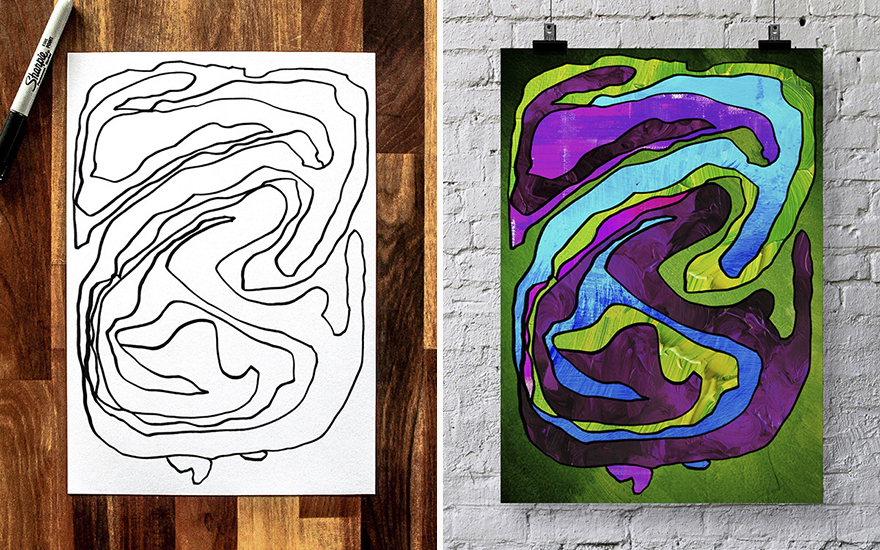 художник превращает каракули сына в абстрактное искусство, Пол Додд, Paul Dodd