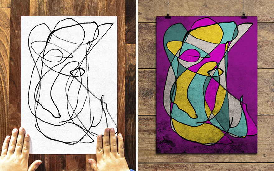 художник превращает каракули сына в абстрактное искусство, Пол Додд, Paul Dodd