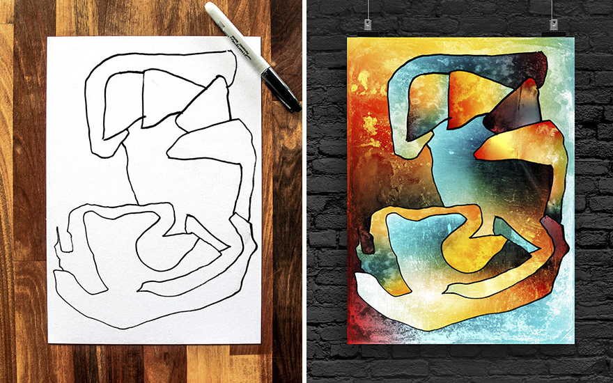 художник превращает каракули сына в абстрактное искусство, Пол Додд, Paul Dodd