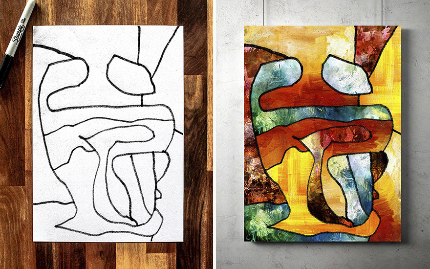 художник превращает каракули сына в абстрактное искусство, Пол Додд, Paul Dodd