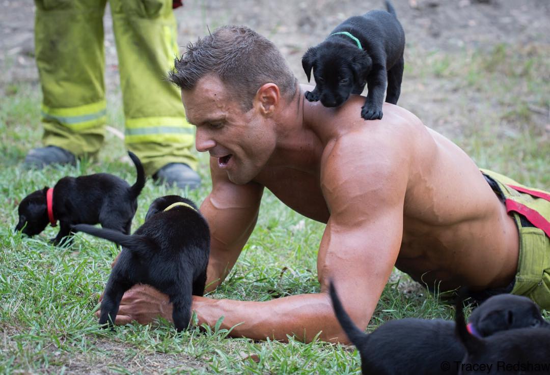 Пожарные позируют со щенками для благотворительного календаря, Firefighters Calendar