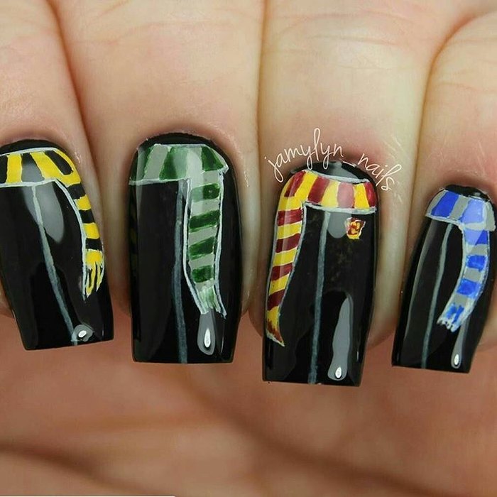идеи для маникюра в стиле гарри поттера, маникюр гарри поттер