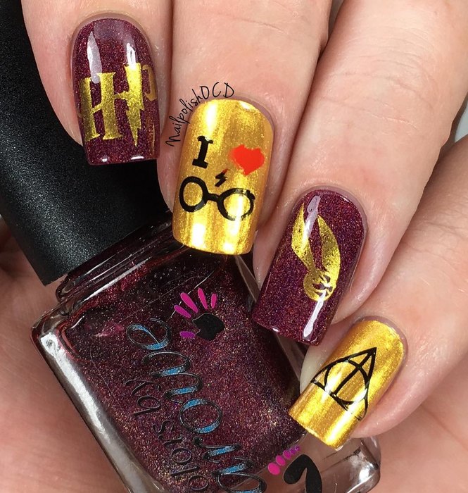 идеи для маникюра в стиле гарри поттера, маникюр гарри поттер