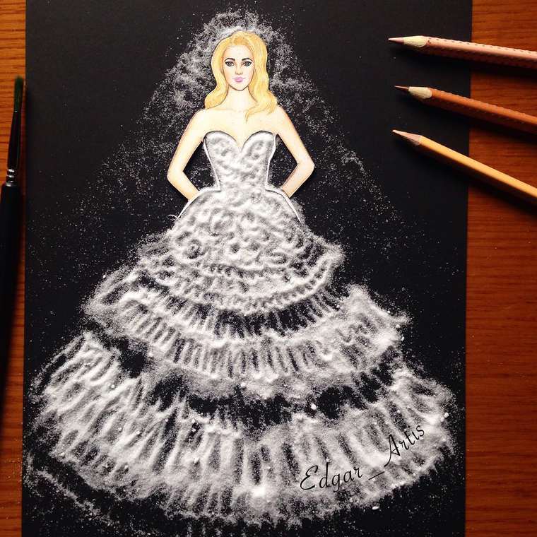 Fashion Food — красивые нарисованные девушки и их аппетитные платья, сделанные из еды Fashion Food, Эдгар Артис, Edgar Artis, платья из еды, платья из продуктов питания