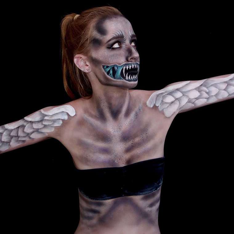 Лара Вирт, Lara Wirth, бодиарт, пугающий бодиарт, бодиарт 16-летняя художница