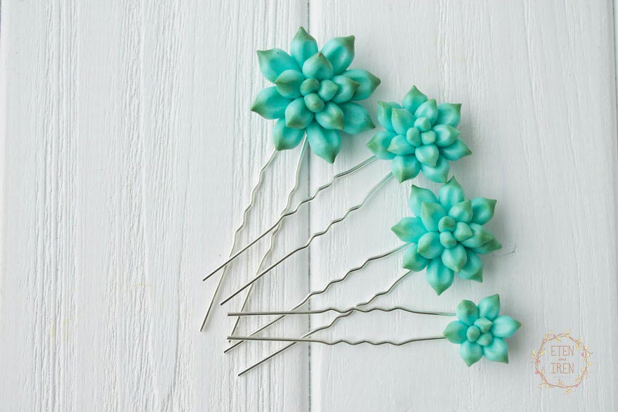 украшения с суккулентами, суккуленты из полимерной глины, Ирина Осинчук-Чайка