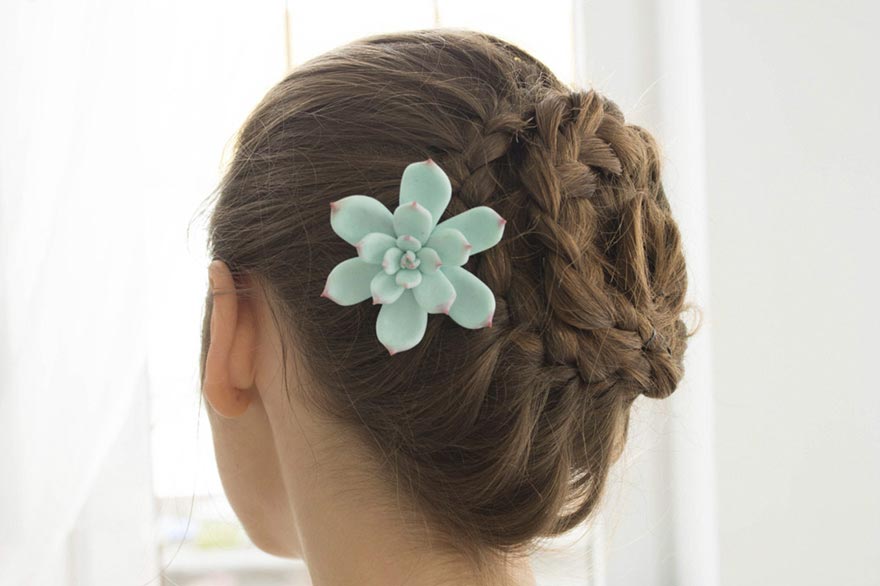 украшения с суккулентами, суккуленты из полимерной глины, Ирина Осинчук-Чайка