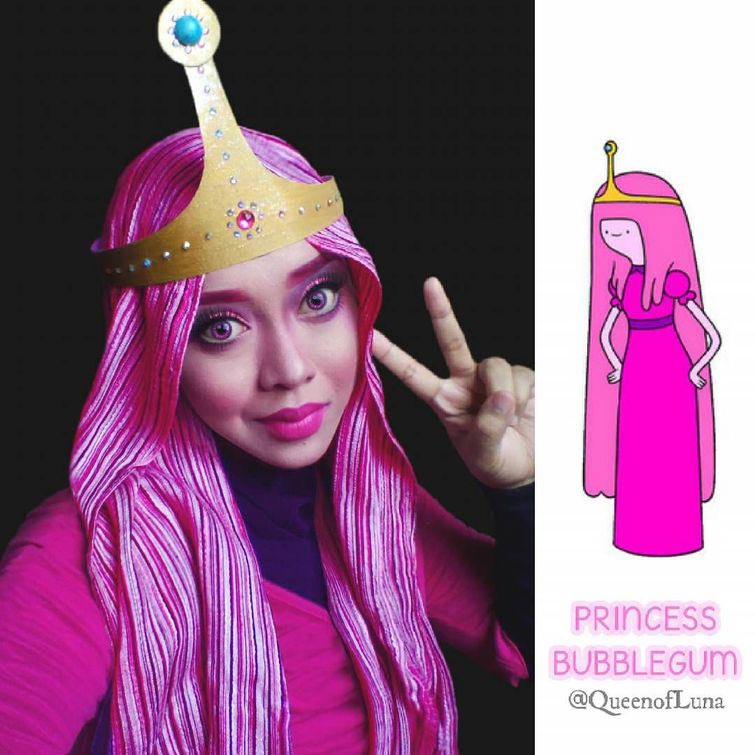 queenofluna, Сарасвати, визажит превращает себя при помощи хиджаба, визажист диснеевские принцессы хиджаб, перевоплощения при помощи хиджаба, превращение персон