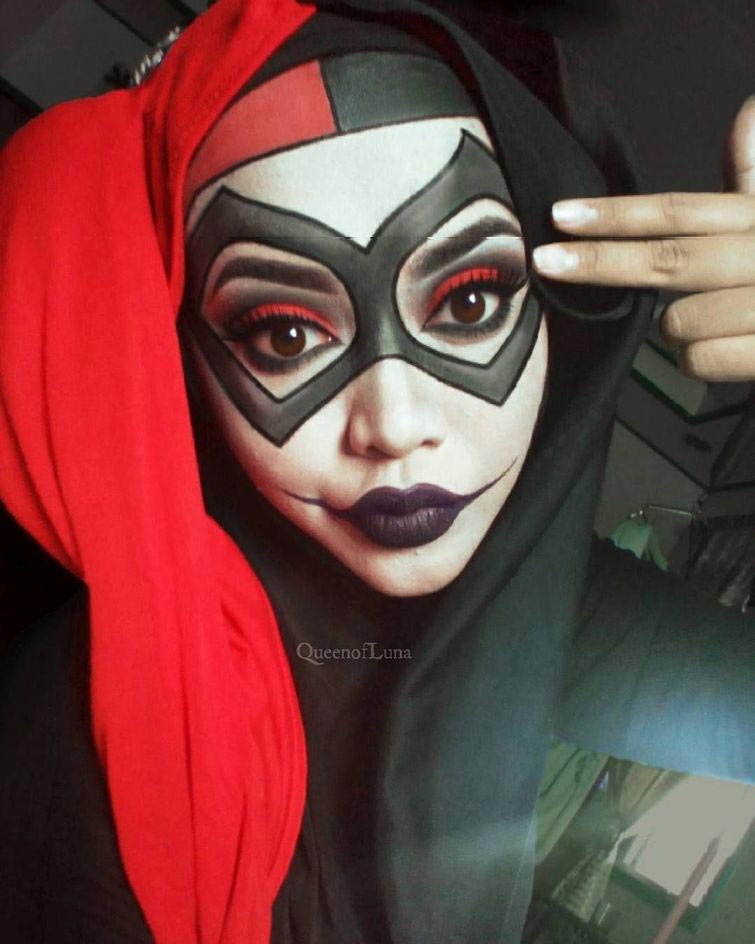 queenofluna, Сарасвати, визажит превращает себя при помощи хиджаба, визажист диснеевские принцессы хиджаб, перевоплощения при помощи хиджаба, превращение персон