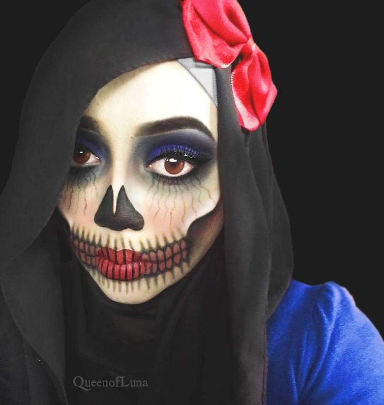 queenofluna, Сарасвати, визажит превращает себя при помощи хиджаба, визажист диснеевские принцессы хиджаб, перевоплощения при помощи хиджаба, превращение персон